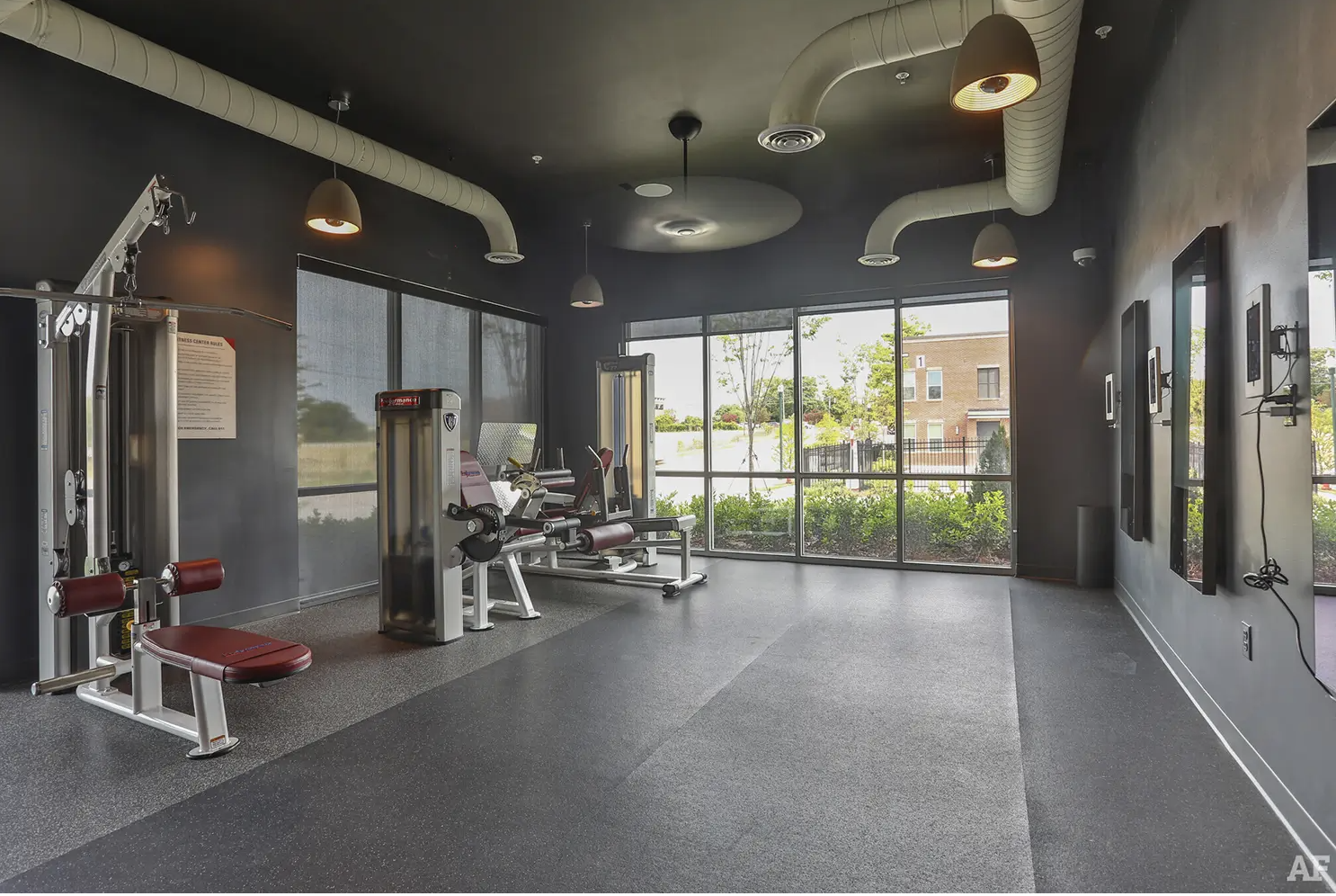 Fitness center with exercise equipment