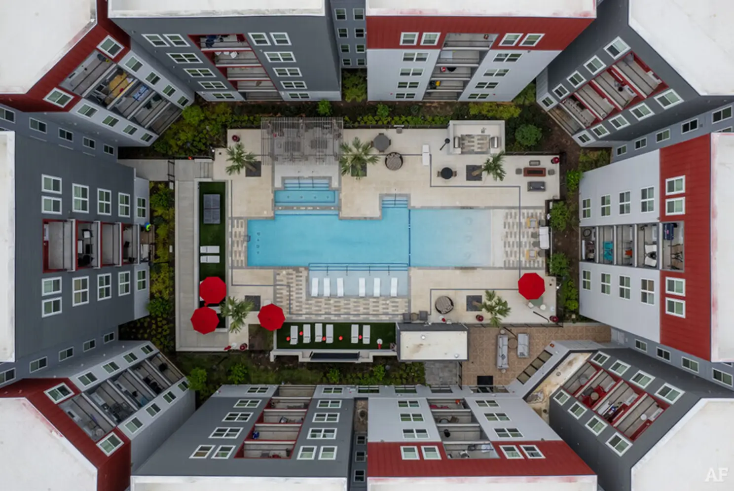 Aerial view of apartment complex
