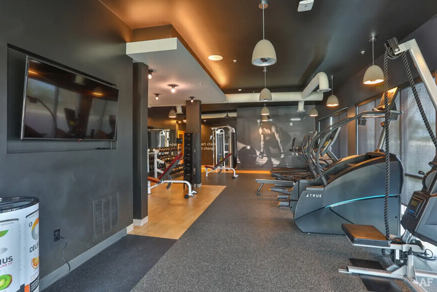 Fitness center with exercise equipment
