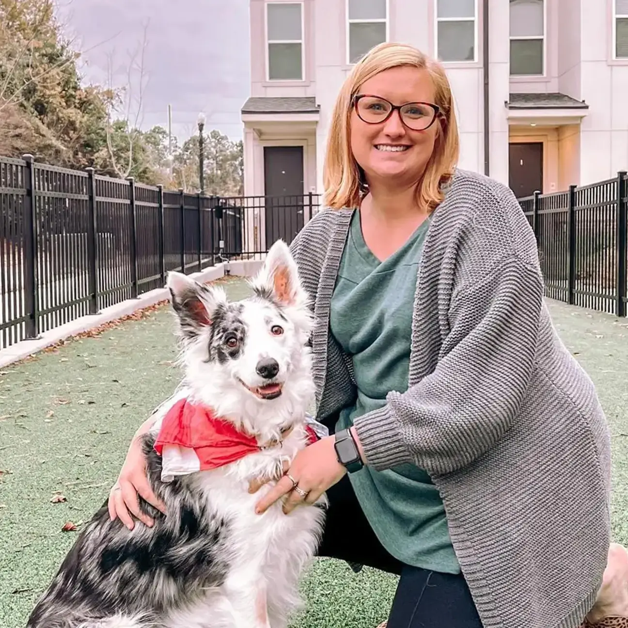 woman and dog